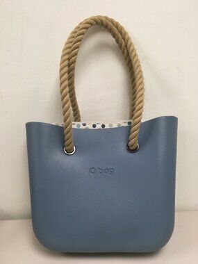O Bag Tote made in Italy blue rope shoulder bag lined like new